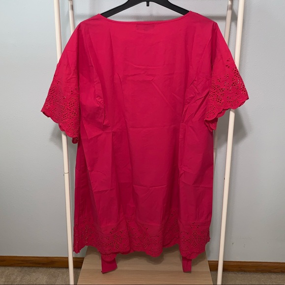 Eloquii Fuschia Hot Pink Tie Eyelet Plus Dress - Picture 3 of 6